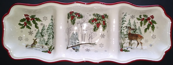 3-SECTION CHRISTMAS TRAY